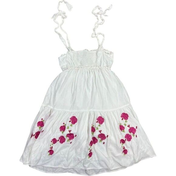 The Shirt Rochelle Behrens Dress Size S White Embroidered Pink Floral‎ - Picture 5 of 13